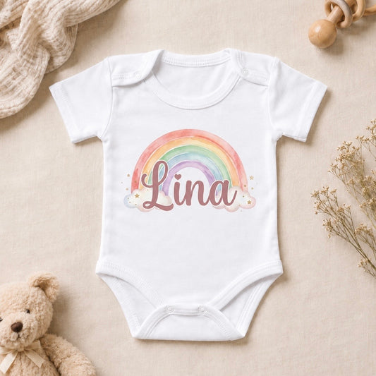 Lina İsme Özel Tasarım Kısa Kollu Bebek Zıbını