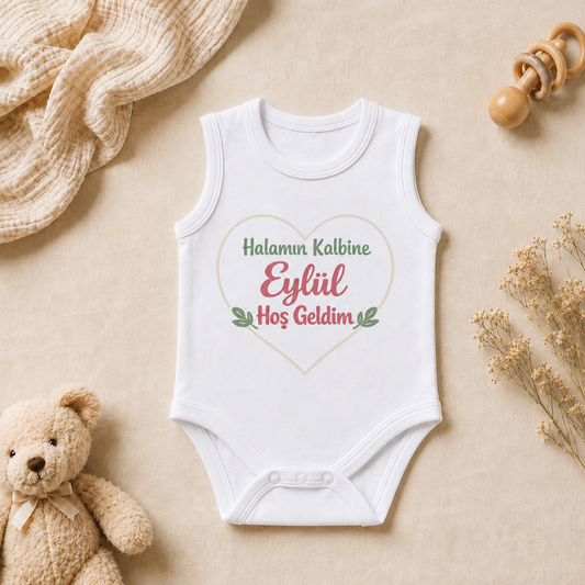 Hala-Yeğen Tasarım Baskılı Kolsuz Bebek Zıbını