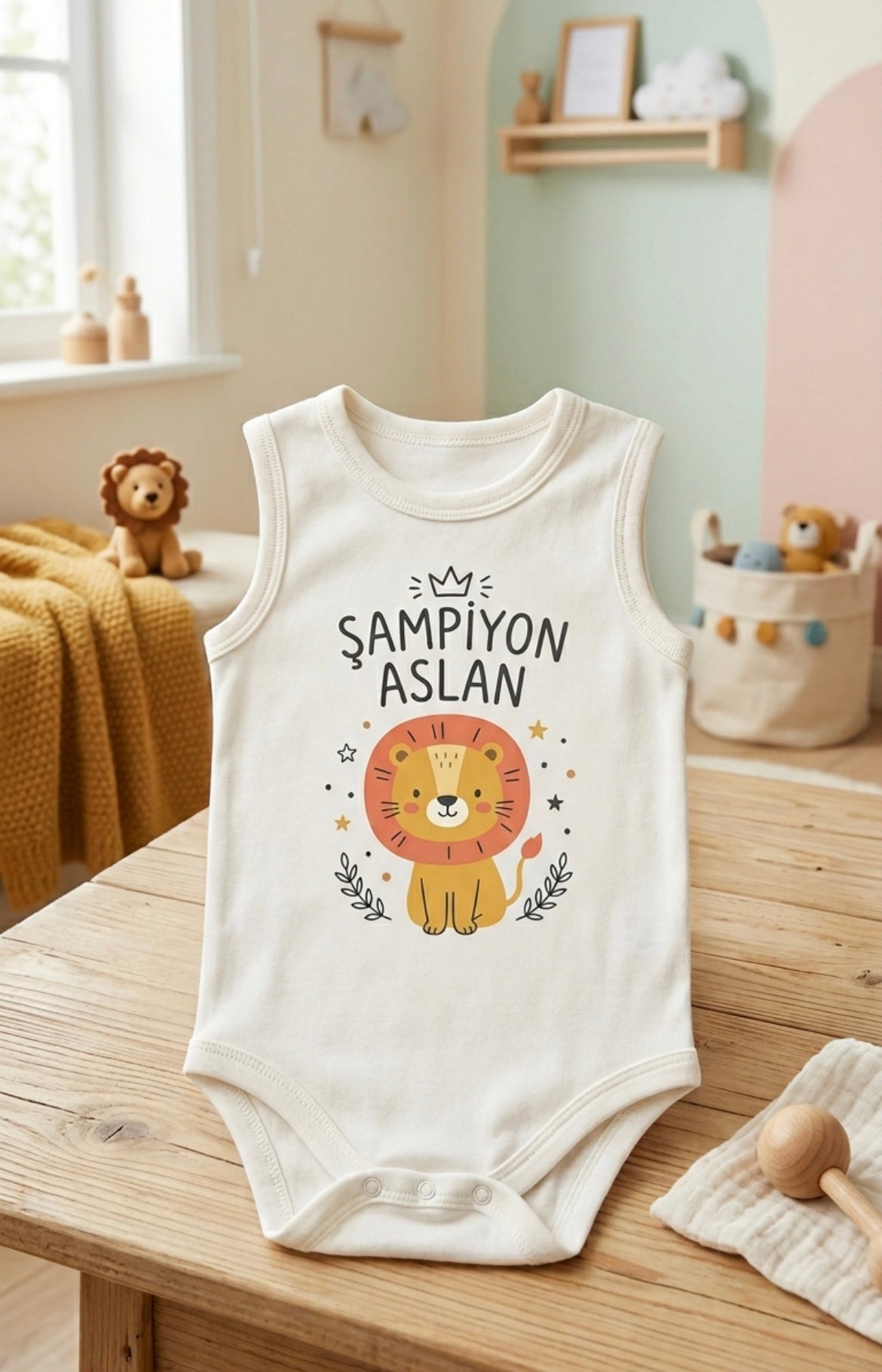 Şampiyon Aslan Taraftar Tasarım Kolsuz Zıbın