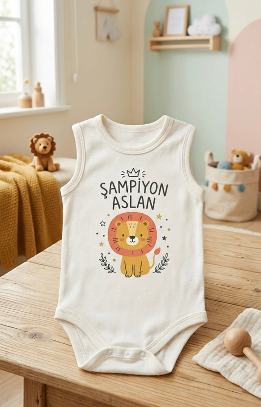 Şampiyon Aslan Taraftar Tasarım Kolsuz Zıbın