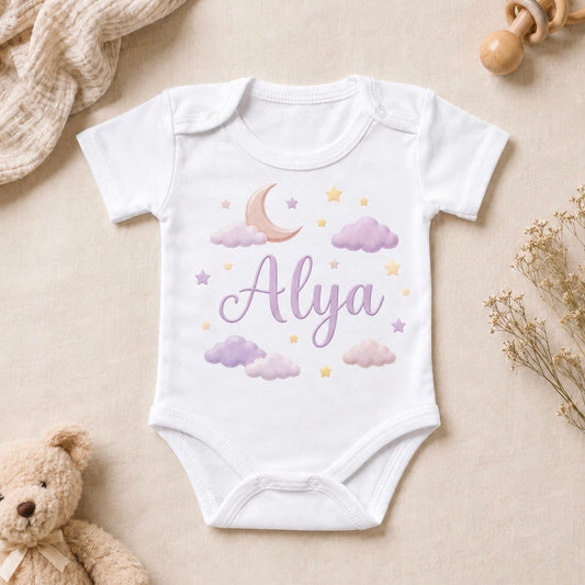 Alya İsme Özel Tasarım Kısa Kollu Bebek Zıbını