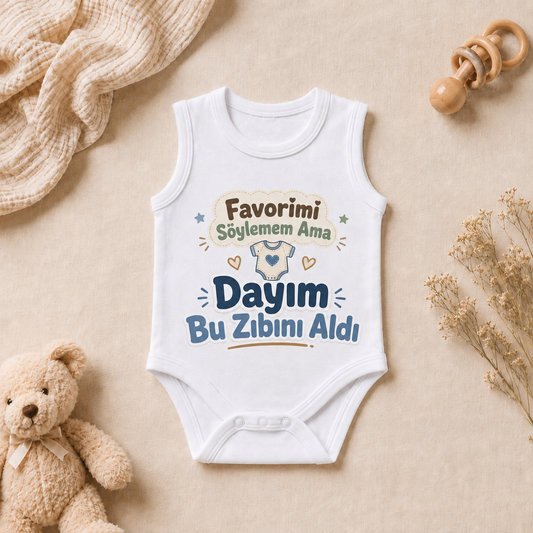 Aile Tasarım Baskılı Kolsuz Bebek Zıbını