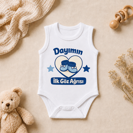 Dayı-Yeğen Tasarım Baskılı Kolsuz Bebek Zıbını